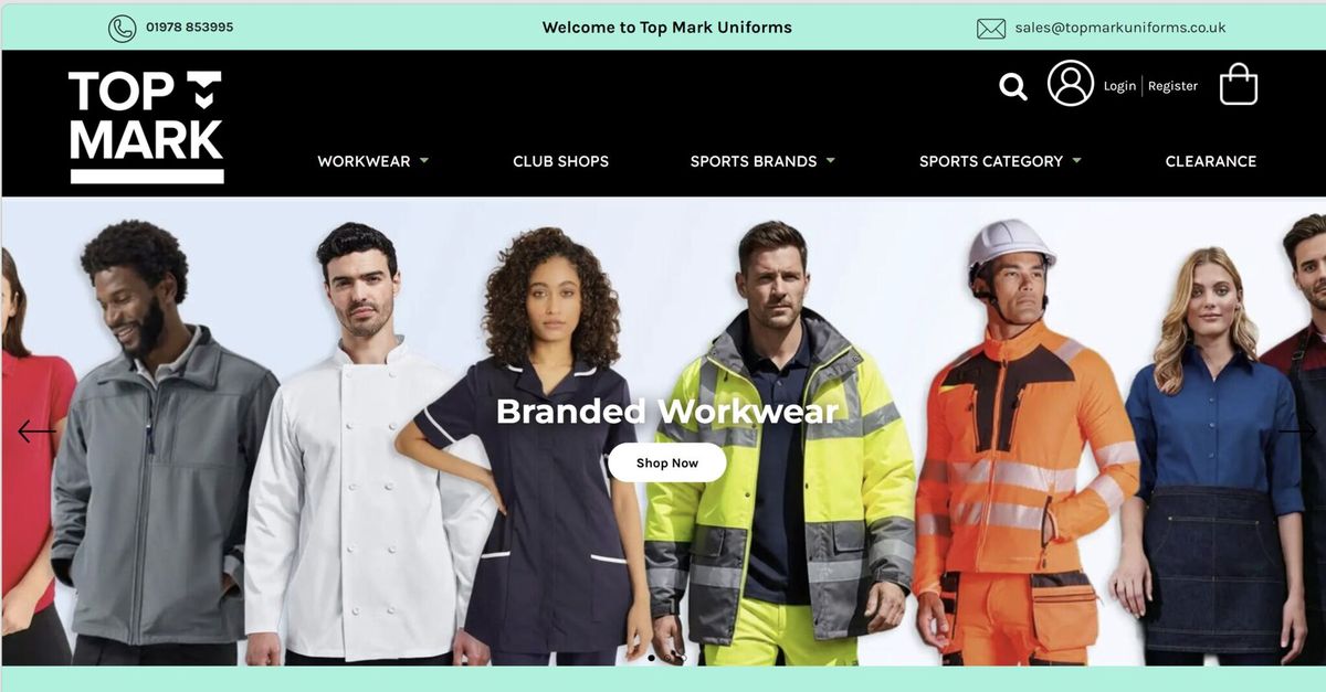 Top Mark Uniforms website built on DecoNetwork